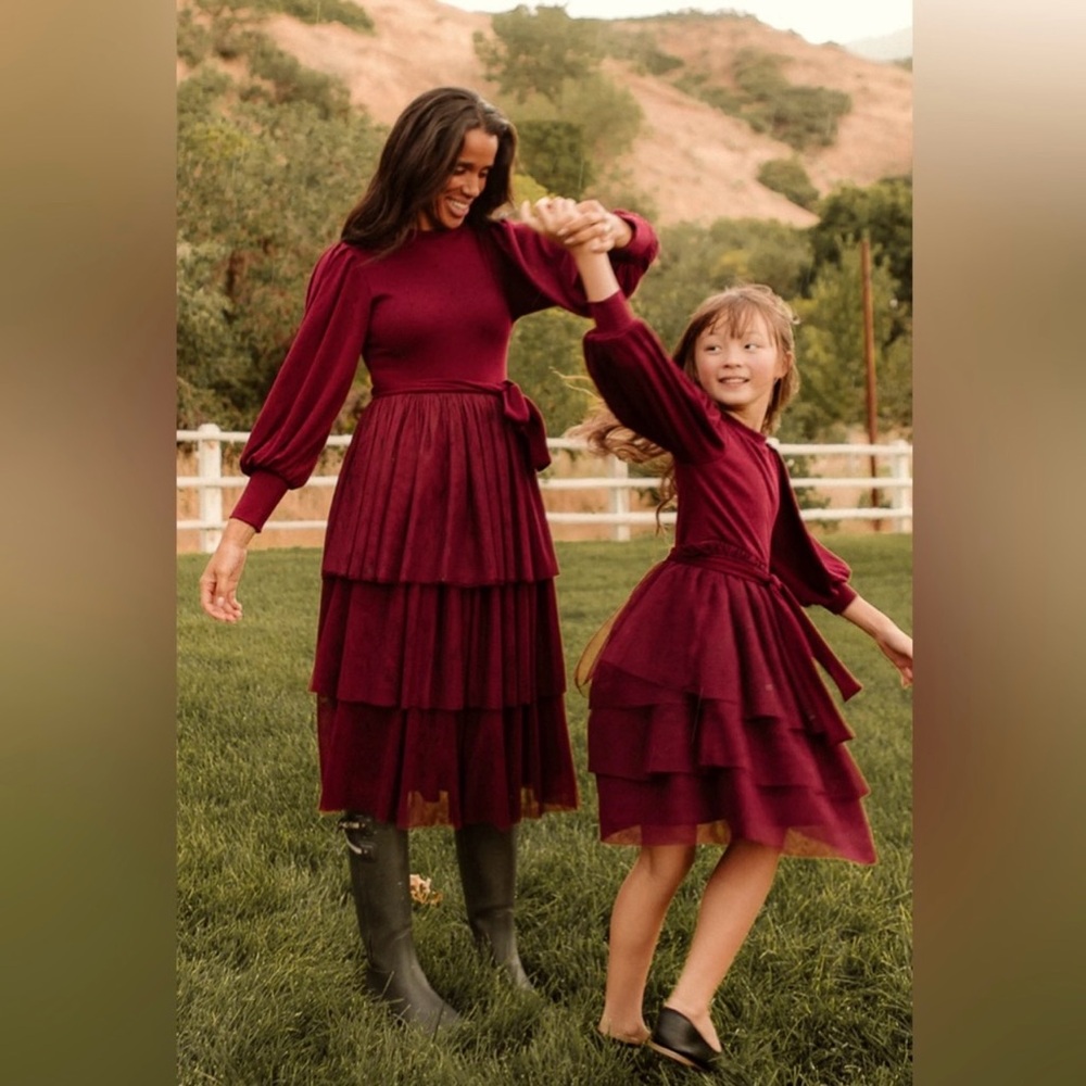 Ivy City Co COSETTE MIDI DRESS IN WINE size Small